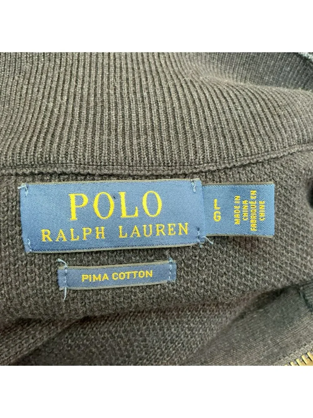 Polo Ralph Lauren Mens Large Navy Pima Cotton Half-Zip Sweater
